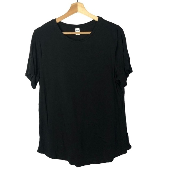 Old Navy Luxe Black Crewneck Short Sleeve T-Shirt L - Picture 2 of 4